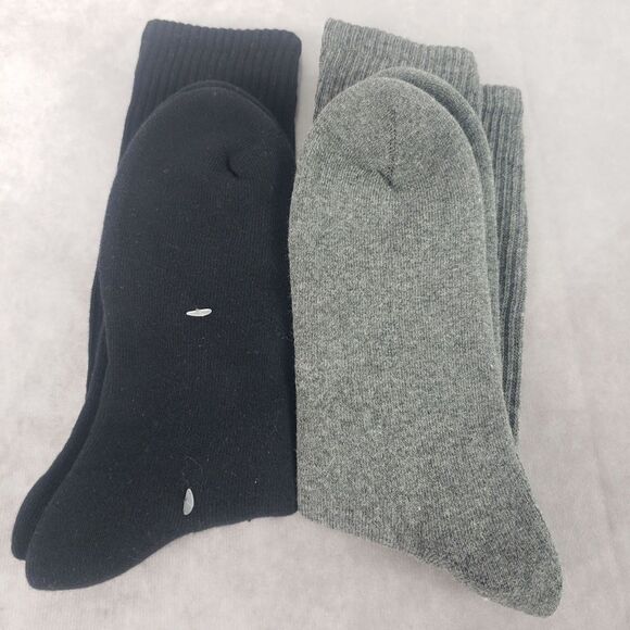 Polo Ralph Lauren Socks 2 Pairs  Assorted 10-13 Ribbed Black Gray Crew Sock - Picture 2 of 3